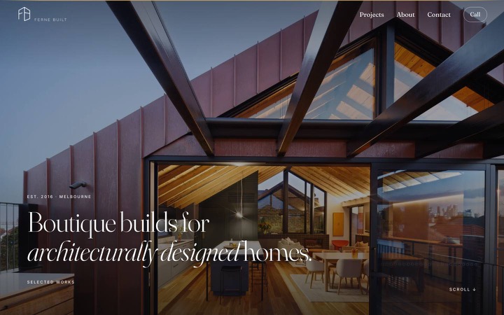 Ferne Built website on desktop