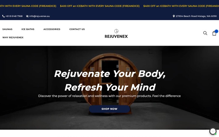 Rejuvenex website on desktop