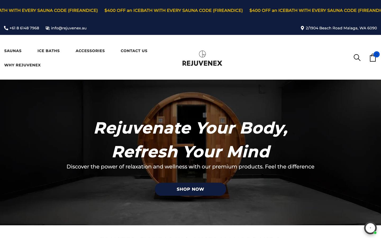 Rejuvenex website on desktop