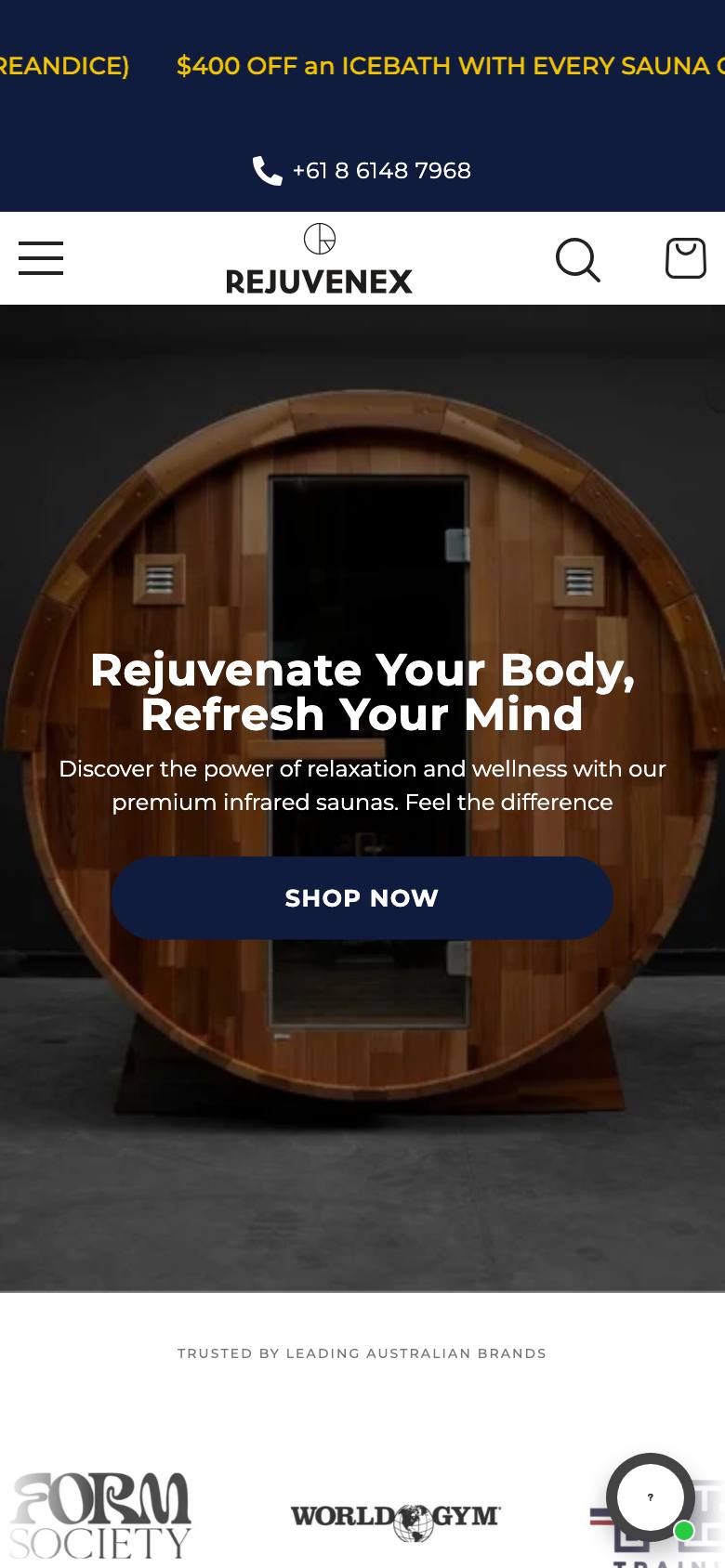 Rejuvenex website on mobile