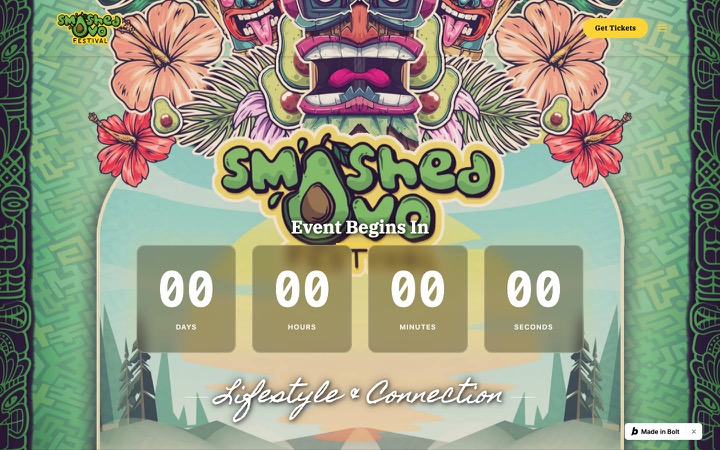 Smashed Avo Festival website on desktop