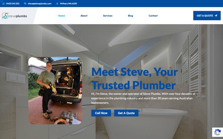 Steve Plumbs website on desktop