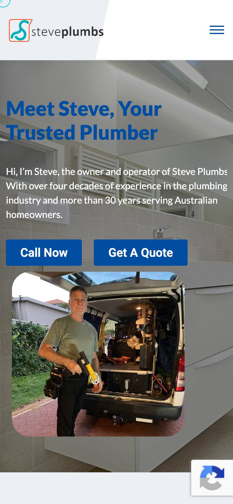 Steve Plumbs website on mobile